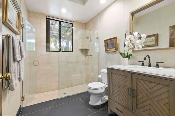 Bathroom, Glass Shower, Interior, Recessed Lighting
