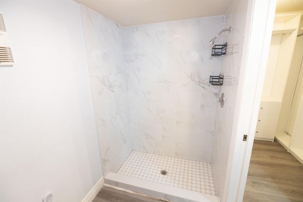 Bathroom, Interior, Marble Walls, Wood Texture Flooring