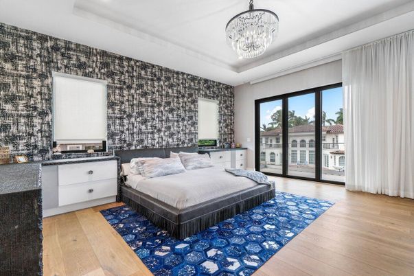 Bedroom, Chandelier, Interior, Wood Texture Flooring