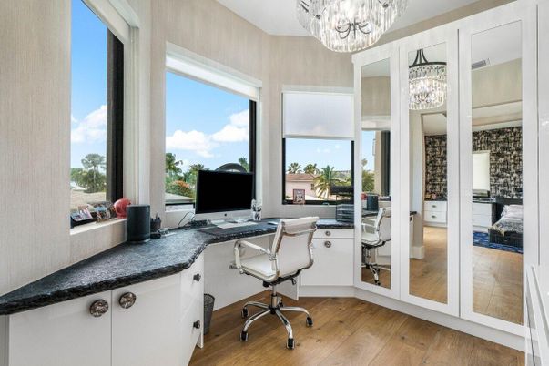 Chandelier, Home Office, Interior, Wood Texture Flooring