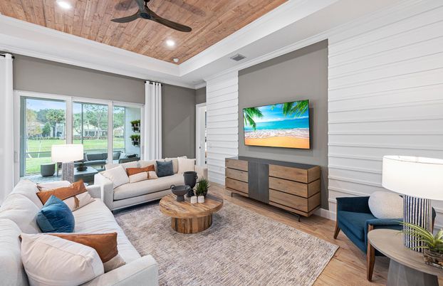 Interior, Living room, Recessed Lighting, Wooden Ceilings, Wood Texture Flooring