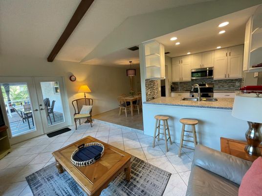 Dining room, Interior, Kitchen, Recessed Lighting, Wooden Beams