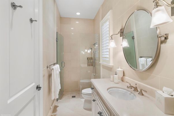 Bathroom, Glass Shower, Interior, Recessed Lighting
