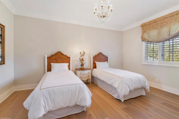 Bedroom, Chandelier, Interior, Wood Texture Flooring