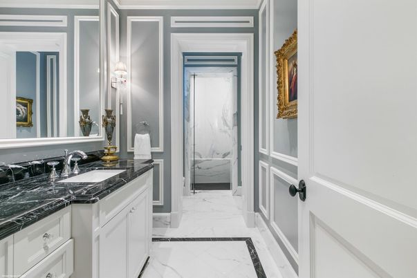 Bathroom, Dual Sink Vanities, Interior, Marble, Marble Walls