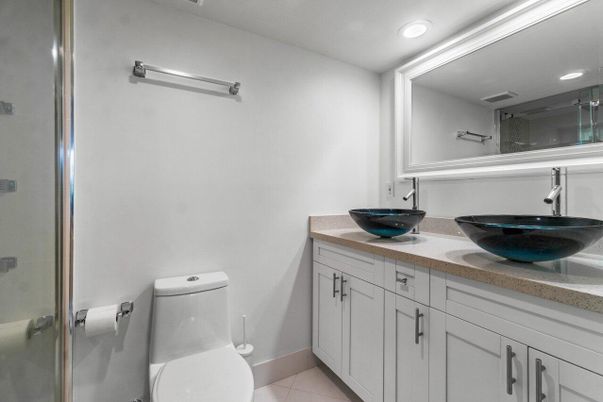 Bathroom, Dual Sink Vanities, Glass Shower, Interior, Recessed Lighting