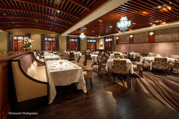 Chandelier, Dining room, Interior, Recessed Lighting, Wooden Beams, Wood Texture Flooring