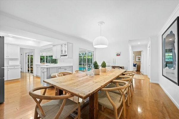 Dining room, Interior, Kitchen, Pendant Lights, Wood Texture Flooring