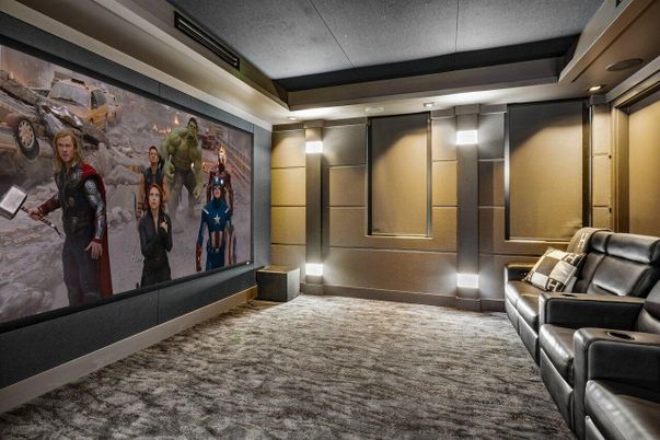Home Theatre Room, Interior, Projection Screen, Recessed Lighting, Theatre Room