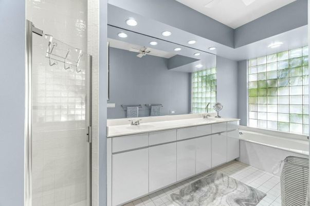 Bathroom, Dual Sink Vanities, Glass Shower, Interior, Recessed Lighting