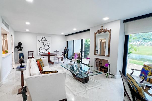 Dining room, Fireplace, Interior, Living room, Marble, Recessed Lighting