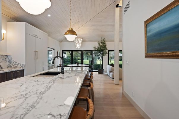 Interior, Kitchen, Pendant Lights, Recessed Lighting, Wooden Ceilings, Wood Texture Flooring