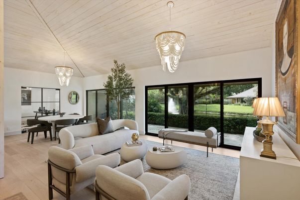 Chandelier, Dining room, Interior, Living room, Pendant Lights, Wooden Ceilings, Wood Texture Flooring