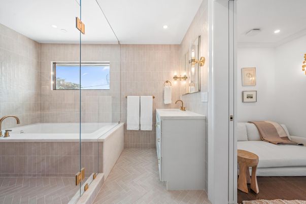 Bathroom, Glass Shower, Interior, Recessed Lighting