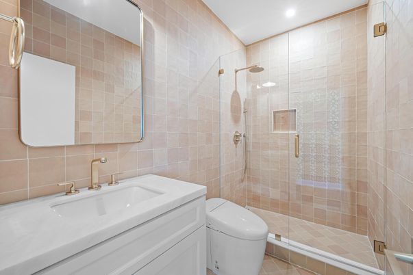 Bathroom, Glass Shower, Interior, Recessed Lighting