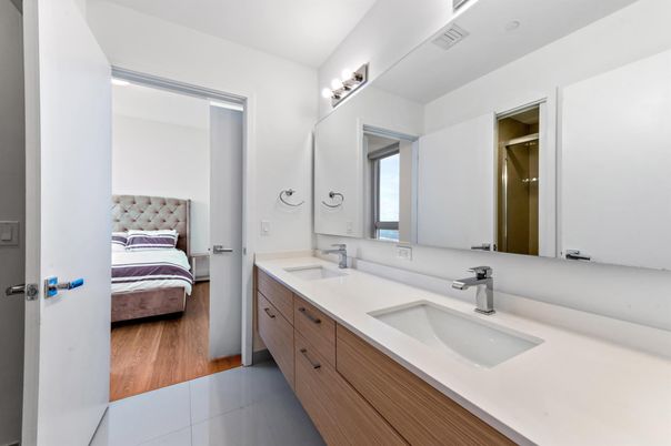 Bathroom, Bedroom, Dual Sink Vanities, Interior, Wood Texture Flooring