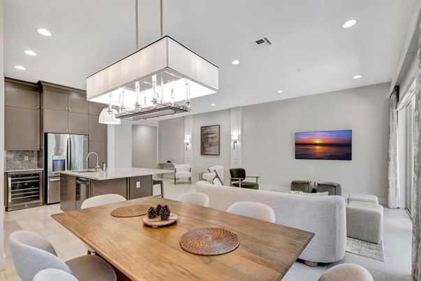 Dining room, Interior, Kitchen, Living room, Recessed Lighting, Stainless Steel Appliances