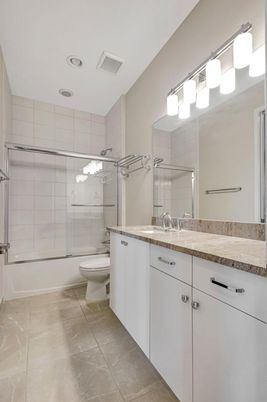 Bathroom, Dual Sink Vanities, Glass Shower, Interior, Recessed Lighting