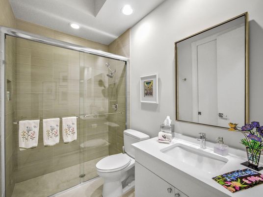 Bathroom, Glass Shower, Interior, Recessed Lighting