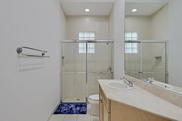 Bathroom, Dual Sink Vanities, Glass Shower, Interior, Recessed Lighting