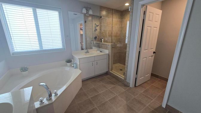 Bathroom, Glass Shower, Interior, Recessed Lighting