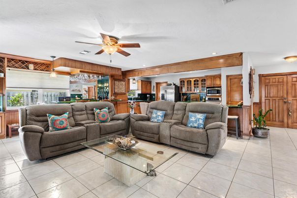 Dining room, Interior, Kitchen, Living room, Recessed Lighting, Stainless Steel Appliances