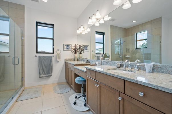 Bathroom, Dual Sink Vanities, Glass Shower, Interior, Recessed Lighting