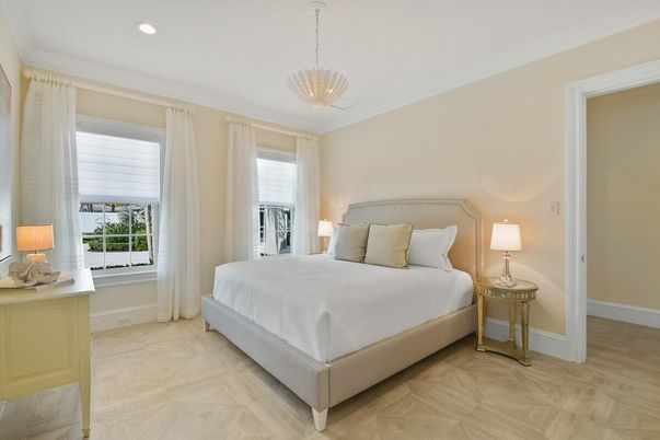 Bedroom, Interior, Pendant Lights, Recessed Lighting, Wood Texture Flooring