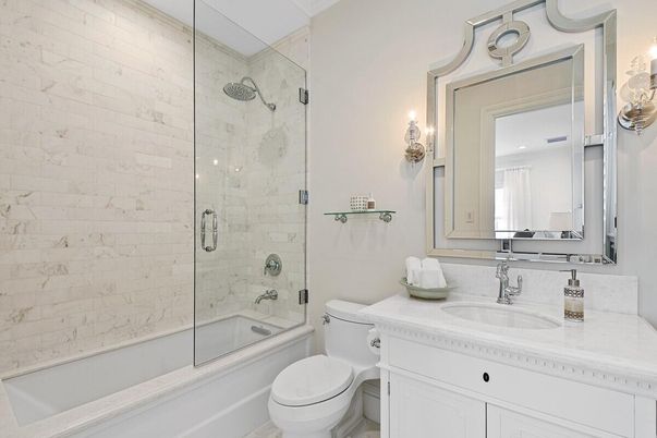 Bathroom, Glass Shower, Interior, Marble Walls