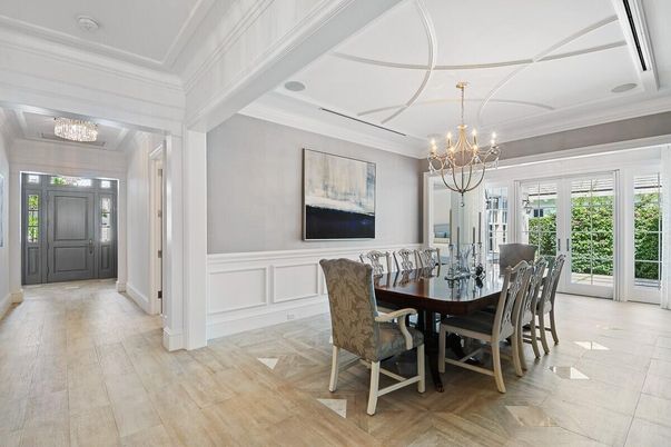 Chandelier, Dining room, Interior, Wood Texture Flooring