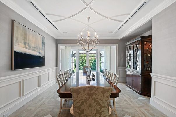 Chandelier, Dining room, Interior, Wood Texture Flooring