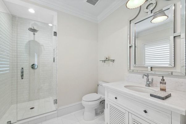 Bathroom, Glass Shower, Interior, Recessed Lighting