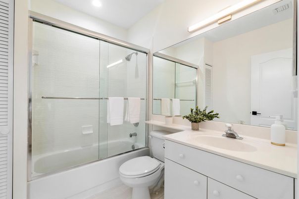 Bathroom, Glass Shower, Interior, Recessed Lighting