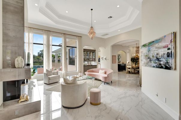 Interior, Living room, Marble, Pendant Lights, Recessed Lighting