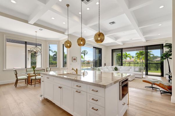 Dining room, Interior, Kitchen, Living room, Pendant Lights, Recessed Lighting, Wood Texture Flooring