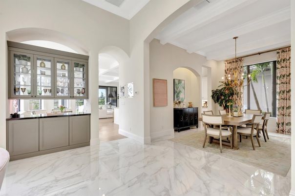 Chandelier, Dining room, Interior, Marble