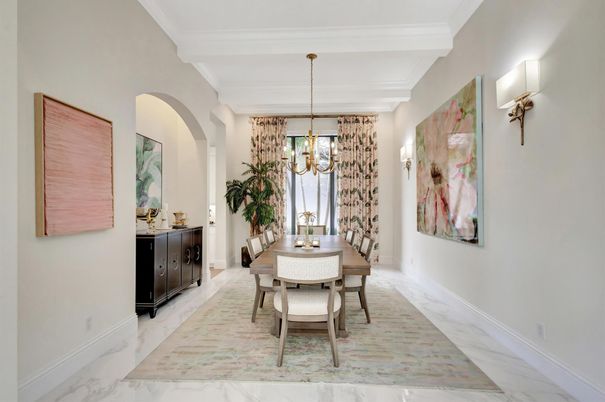 Chandelier, Dining room, Interior, Marble