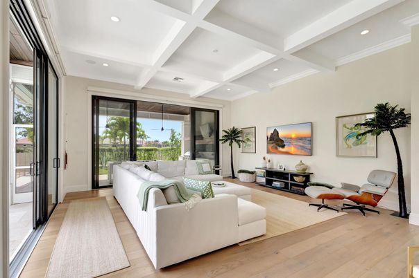 Interior, Living room, Recessed Lighting, Wood Texture Flooring