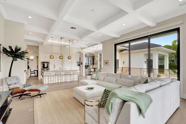 Interior, Kitchen, Living room, Pendant Lights, Recessed Lighting, Wood Texture Flooring