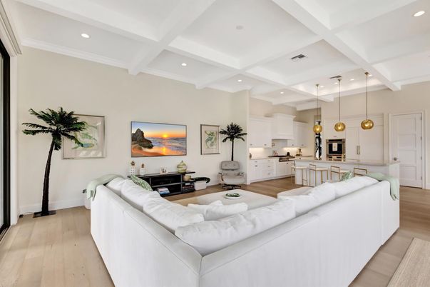 Interior, Kitchen, Living room, Pendant Lights, Recessed Lighting, Wood Texture Flooring