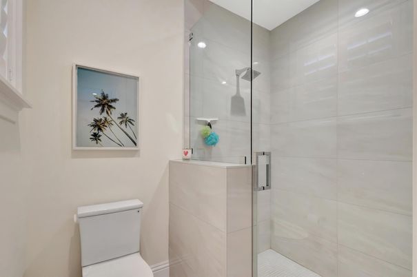 Bathroom, Glass Shower, Interior, Recessed Lighting