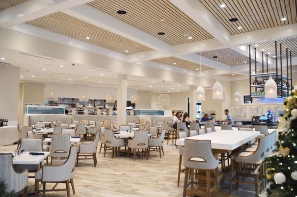 Dining room, Interior, Kitchen, Pendant Lights, Recessed Lighting, Wood Texture Flooring