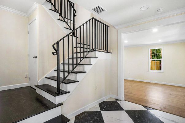 Interior, Marble, Recessed Lighting, Wood Texture Flooring