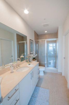 Bathroom, Dual Sink Vanities, Glass Shower, Interior, Recessed Lighting