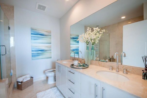 Bathroom, Dual Sink Vanities, Glass Shower, Interior, Recessed Lighting