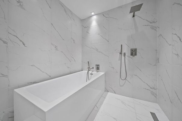 Bathroom, Interior, Marble, Marble Walls, Recessed Lighting