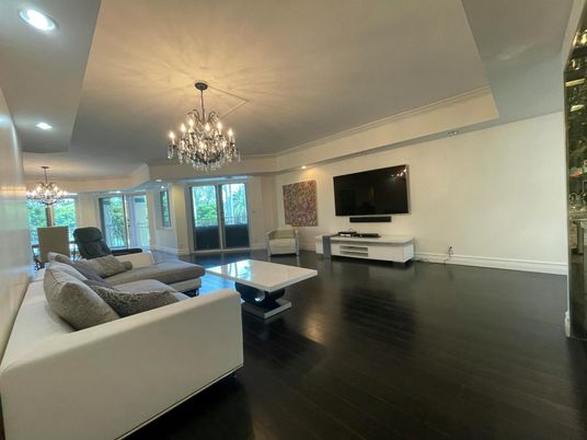 Chandelier, Interior, Living room, Recessed Lighting, Wood Texture Flooring