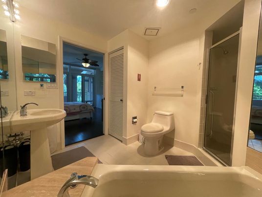 Bathroom, Glass Shower, Interior, Recessed Lighting