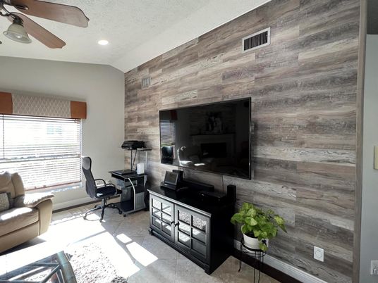Home Office, Interior, Recessed Lighting, Wooden Walls