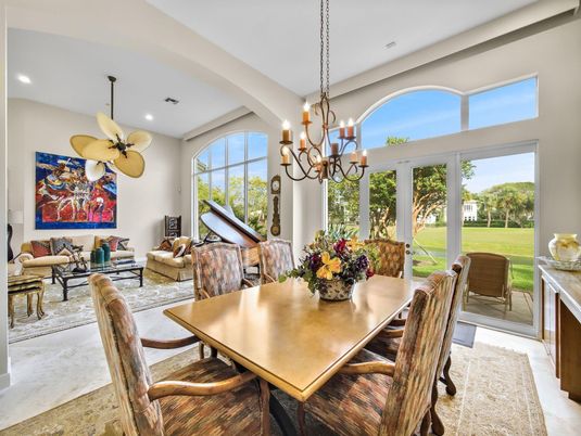 Chandelier, Dining room, Fireplace, Interior, Living room, Piano, Recessed Lighting